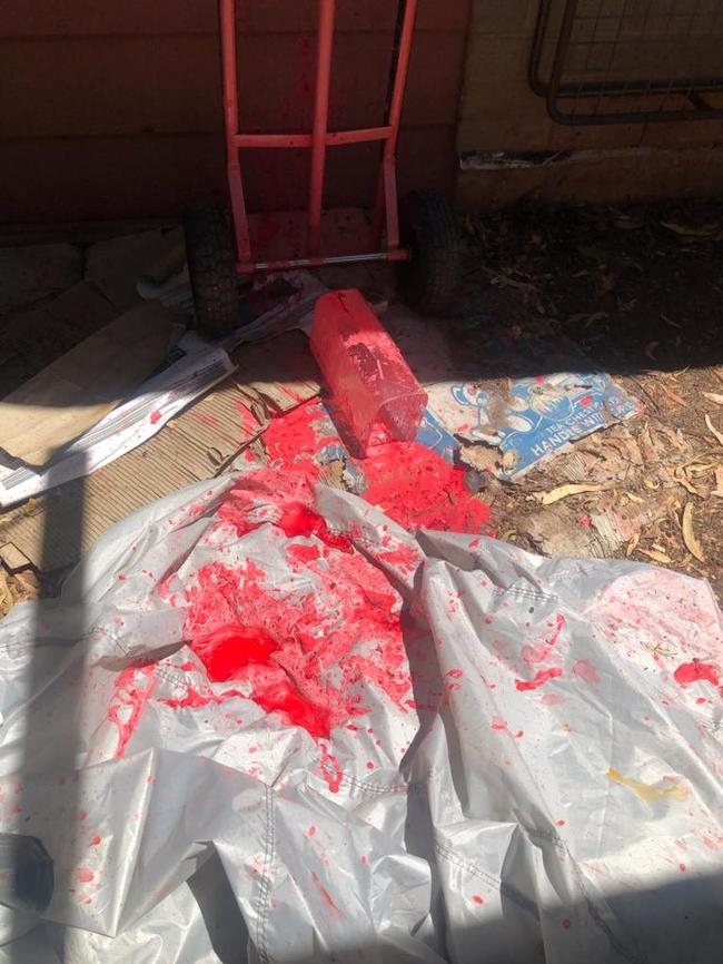 Vandals threw paint at the side of the Price family home. Picture: Supplied