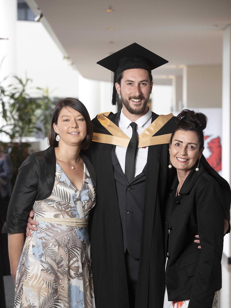 UTAS Graduations, Janine Thorel, Peter Noakes and Pamela Noakes at Hobart. Picture Chris Kidd