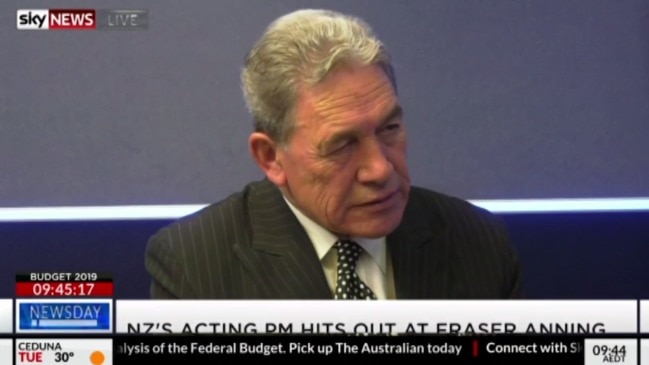 Winston Peters labels Senator Fraser Anning as a “jingoistic moron” (Sky News)