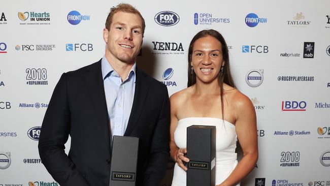 Australian rugby stars David Pocock and Evania Pelite at the RUPA Awards. Picture: Getty