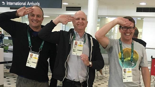 Robert Craddock, Mike Colman and Karl DeKroo at the airport before the Rio Olympics.