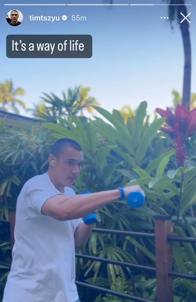 On holiday in Hawaii, Tim Tszyu is already getting himself ready for his next fight.