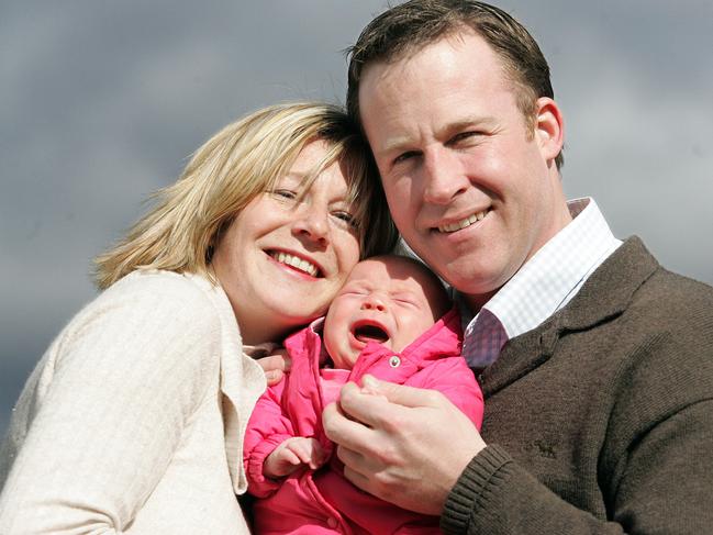 State Opposition and Liberal Party leader Will Hodgman with his wife Nicky Hodgman and baby daughter Lily Grace Hodgman
