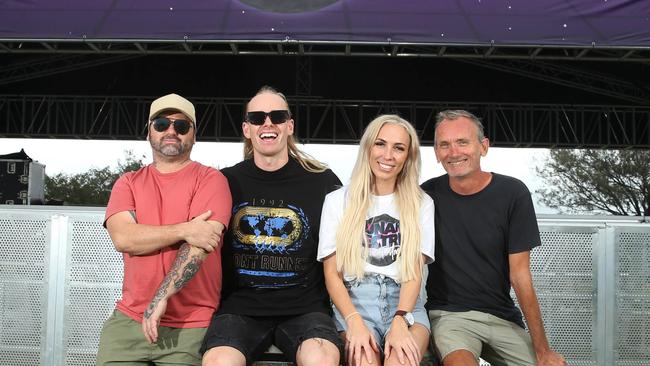 Promoters Shaun Dunn (left) and Simon Leigh (right) with DJ Will Sparks (centre) and Artist Liason Katrina Hunt ahead of a previous festival. Picture: Glenn Hampson