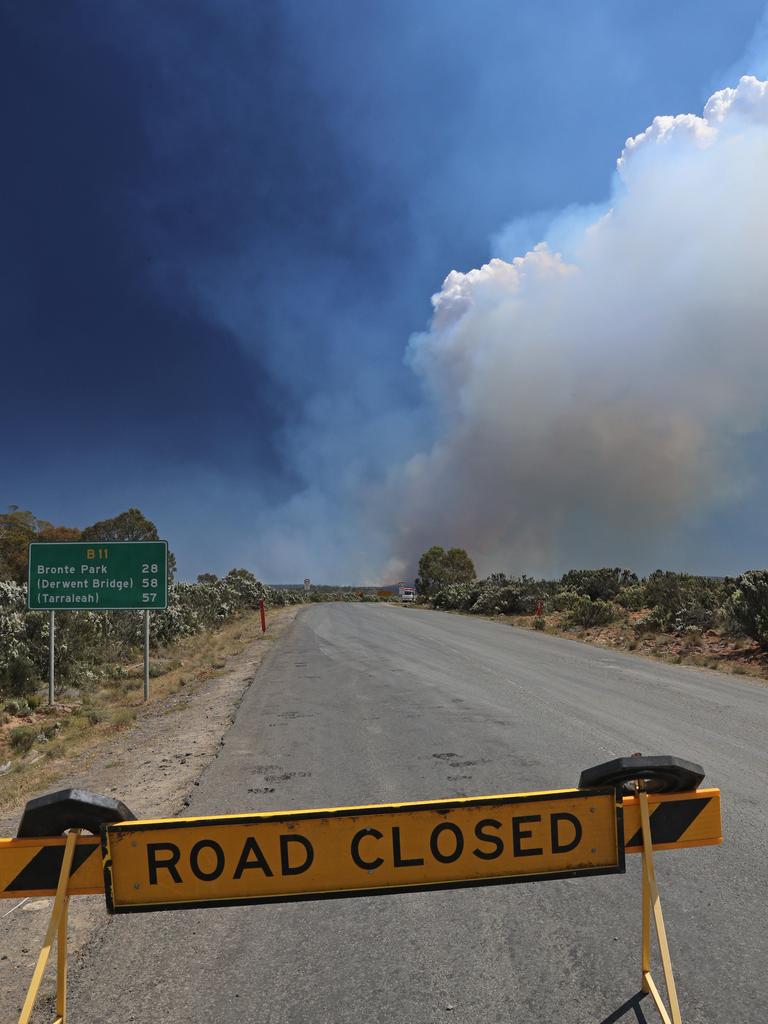 Fire intensifies west of Miena. Picture: LUKE BOWDEN