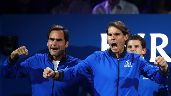 Federer says he’s glad he got to compete against Nadal during his career, despite the Spaniard eclipsing his Grand Slam titles record. Picture: Getty Images.