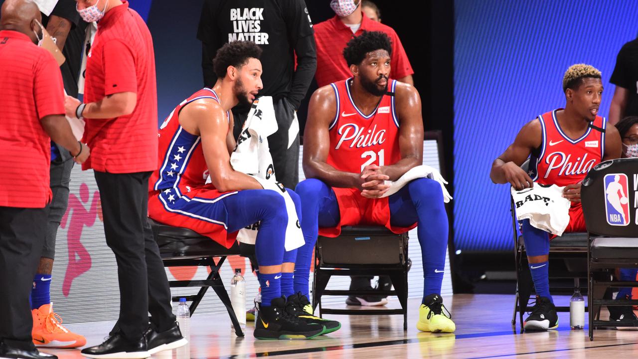 Ben Simmons made an early exit against the Wizards after suffering a knee injury. (Photo by Jesse D. Garrabrant/NBAE via Getty Images)