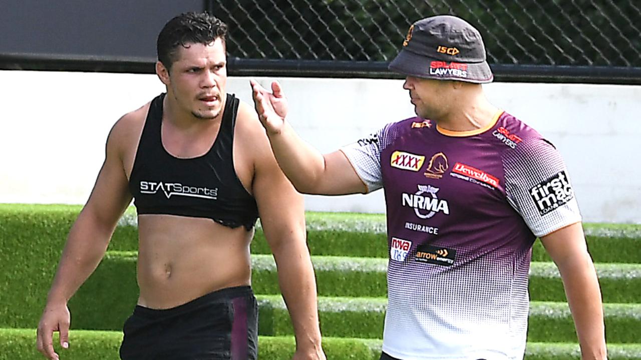Anthony Seibold (right) has opened up on James Roberts’ Broncos exit.