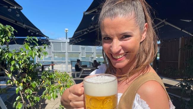 Paula Melo getting ready to enjoy her beer ready for Oktoberfest at Hemingways’s this weekend. Picture: Andreas Nicola