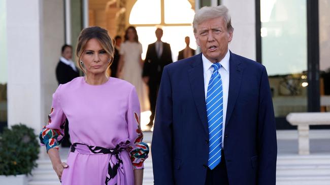 Donald Trump arrives at the home of billionaire investor John Paulson with his wife Melania. Picture: Alon Skuy/Getty Images/AFP