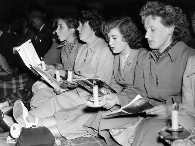 Women at Carols by Candlelight in 1953.