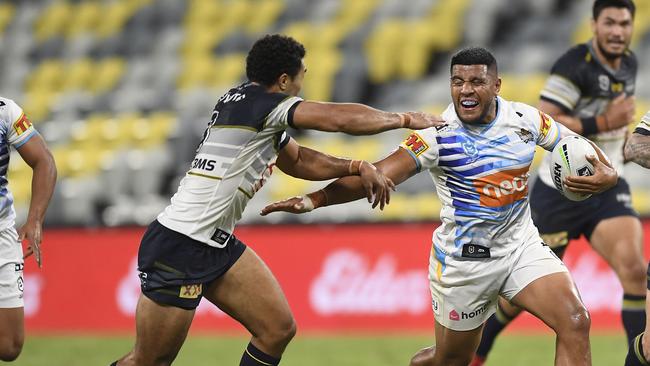 Moeaki Fotuaika was a standout in the losing Titans side. Picture: Getty Images.