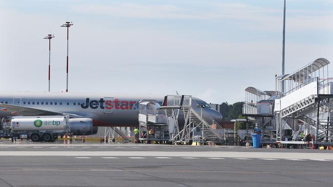 Jetstar plane on the tarmac. Tasmanian borders open to high risk states once again. Picture: Nikki Davis-Jones