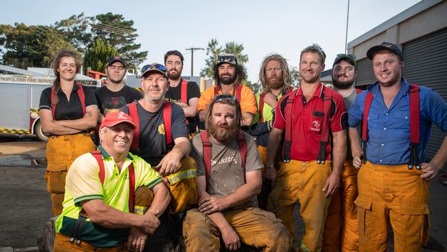 Shane surrounded by fellow Parndana CFS brigade crew. Picture: Brad Fleet