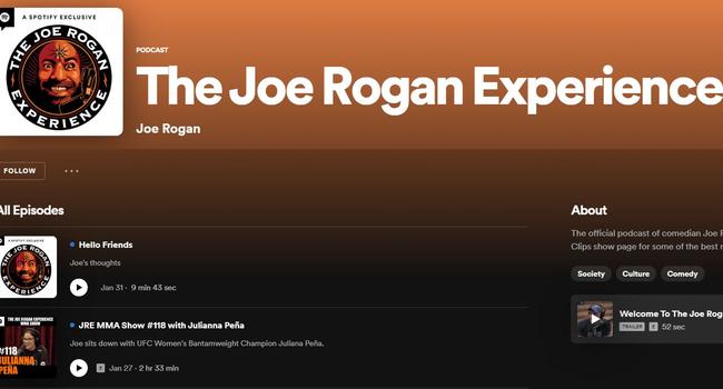 The Joe Rogan Experience is Spotify’s top podcast.