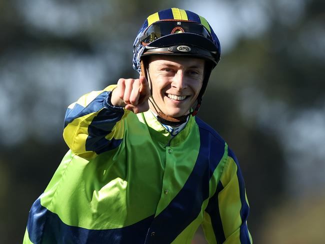 SYDNEY, AUSTRALIA - MARCH 30: Dylan Gibbons riding Kalapour returns to scale after winning Race 8 The KIA Tancred Stakes during Sydney Racing at Rosehill Gardens on March 30, 2024 in Sydney, Australia. (Photo by Jason McCawley/Getty Images) (Photo by Jason McCawley/Getty Images)