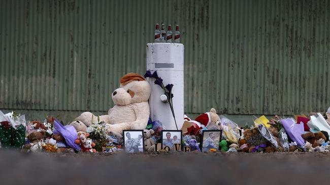 The memorial which has been set up in Port Lincoln for the family. Picture: Dean Martin