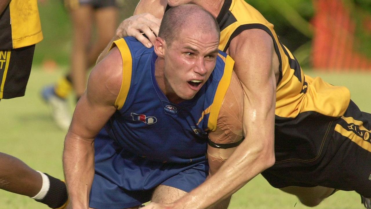 Wanderers No.1 Todd Cook against Nightcliff on Sunday Picture: Brad Fleet