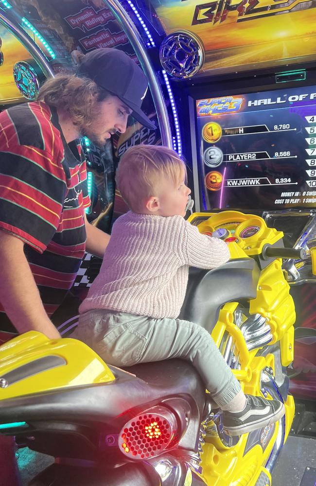 Banksii Nuttall and his father Chayce at the arcade. Photo: contributed