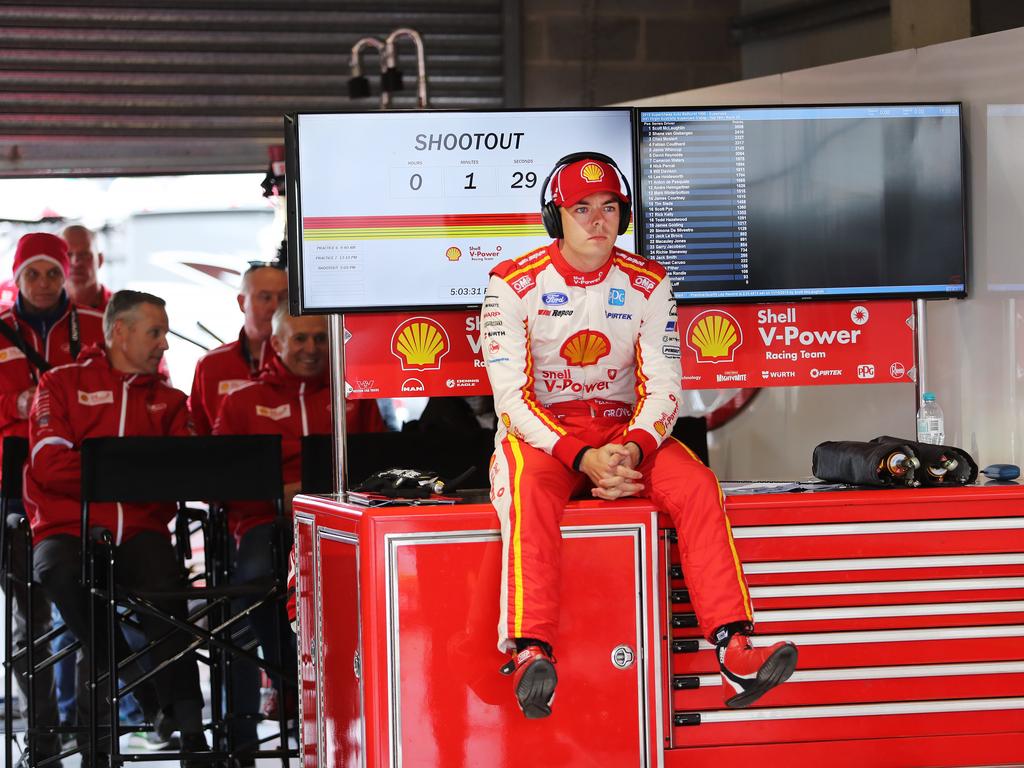 Scott McLaughlin before getting pole position after the top 10 shootout. 2019 Supercheap Auto Bathurst 1000, the pinnacle of the Virgin Australia Supercars Championship. #17 Shell V-Power Racing Scott McLaughlin/Alex Premat, Ford Mustang GT. Picture Rohan Kelly