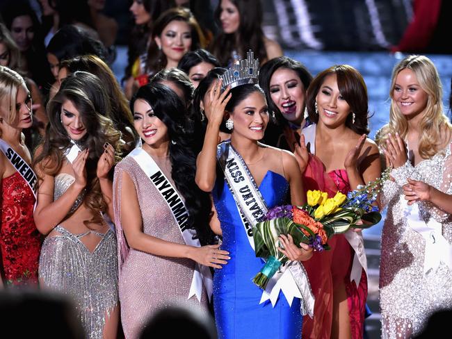 Celebrating her win ... Miss Philippines 2015, Pia Alonzo Wurtzbach. Picture: Getty