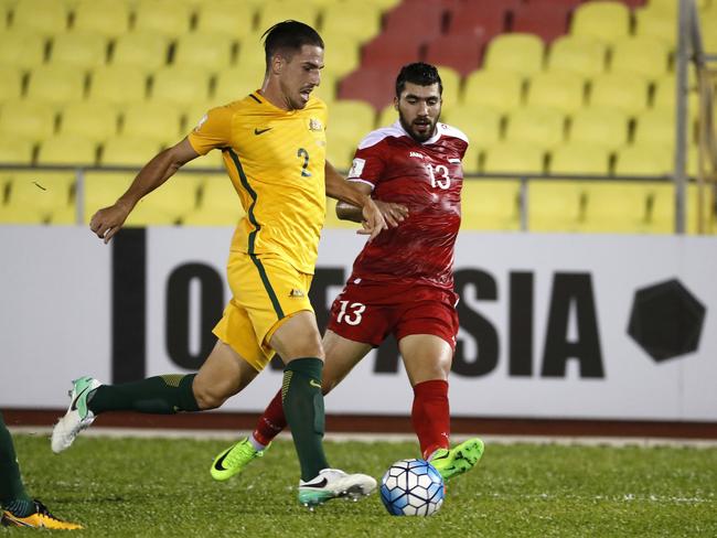 Milos Degenek in action against Syria.