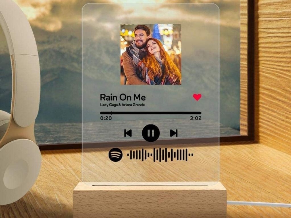 Custom Couples Spotify Transparent Glass Song Album Cover Plaque Frame