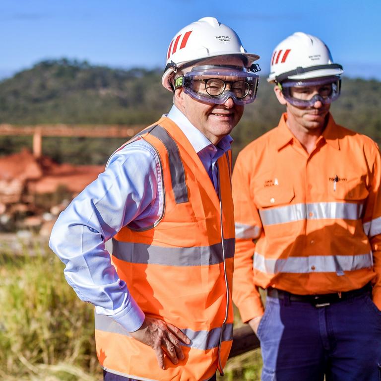 Australian Prime Minister Anthony Albanese during a tour of Rio Tinto's Yarwun Alumina Refinery, 10km north-west of Gladstone in central Queensland, Wednesday, June 15, 2022. Picture: Brenda Strong