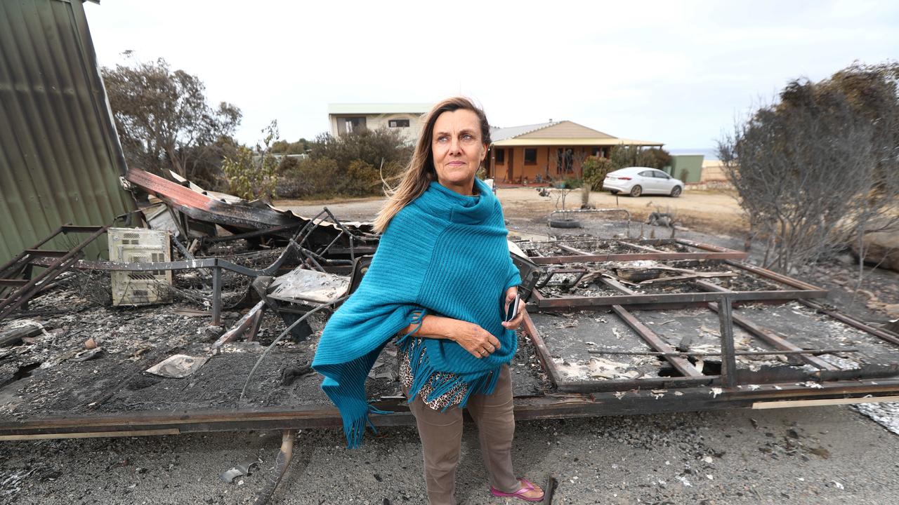 Cathy Veldhuyzen at her property, where the fire came within metres of her home. Picture: Tait Schmaal