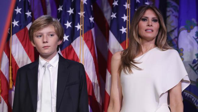 Barron Trump and Melania Trump in 2016. Picture: Chip Somodevilla/Getty Images)