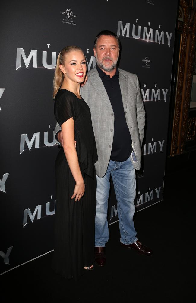 Sophia Forrest and Russell Crowe at the Australian Premiere of The Mummy. Picture: Christian Gilles