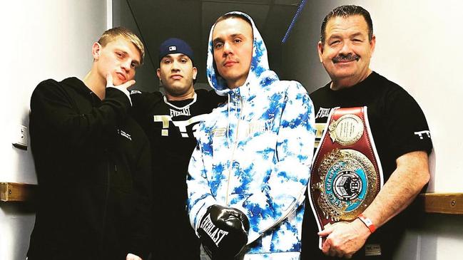 Nikita Tszyu, Omar Iferd, Tim Tszyu and manager Glen Jennings. Photo: Instagram