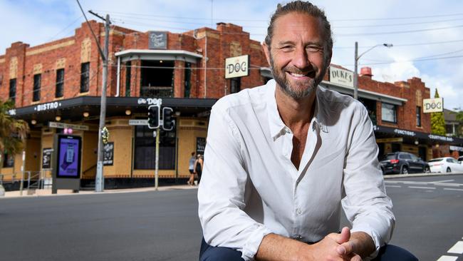 Pub baron Justin Hemmes with his latest purchase, Randwick’s the Duke of Gloucester Hotel. Picture: Bianca De Marchi