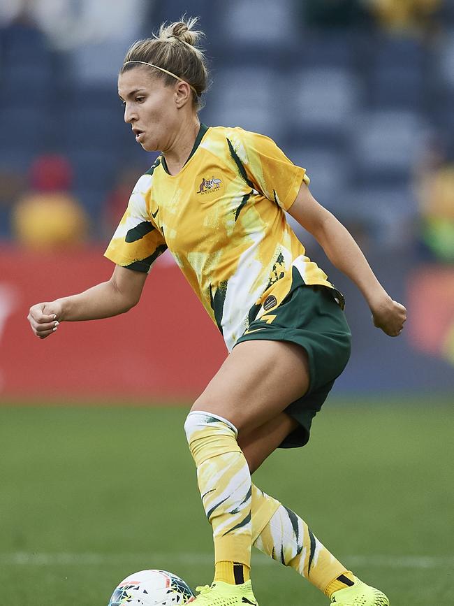 Aussie Steph Catley controls the ball during the friendly match against Chile on Saturday. Picture: Brett Hemmings/Getty Images