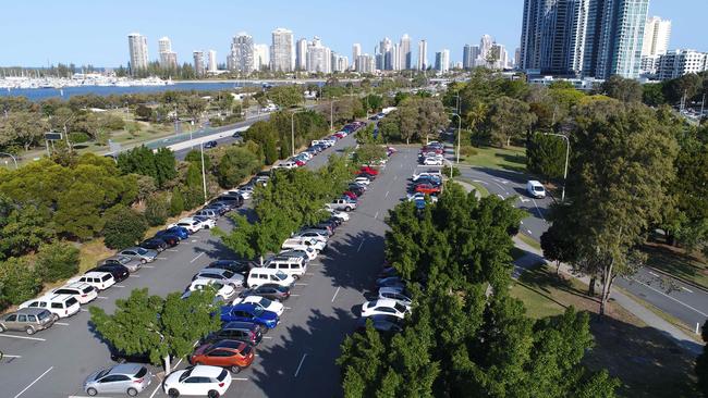 Aerial view of Carey Park at Southport, an area proposed for a new casino for the Gold Coast. Picture: Glenn Hampson.