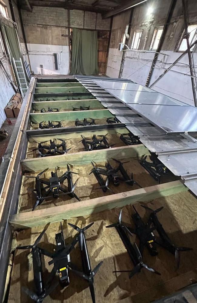 The FPV drones hidden in wooden kit boxes used by Ukraine to attack Russia’s air bases. Picture: AFP
