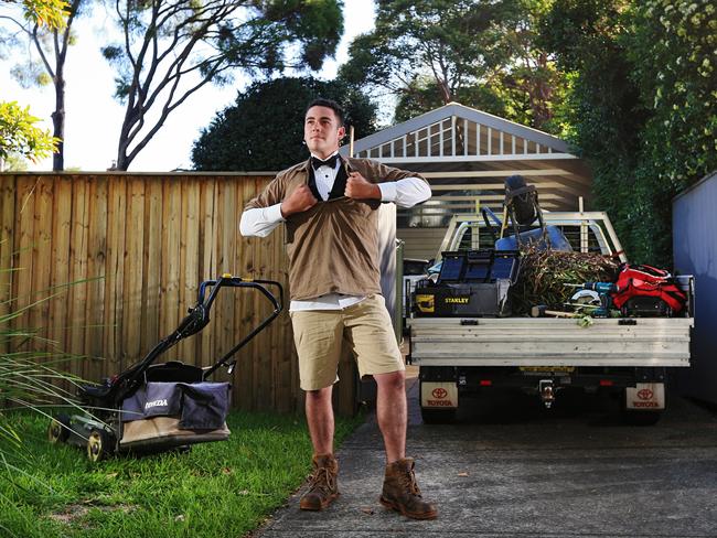 Landscaper Adam Esplin is one of the types of Tradies the Australian Security and Intelligence Organisation is targeting in an advertisement to leave their trades behind and join ASIO. Picture: Toby Zerna