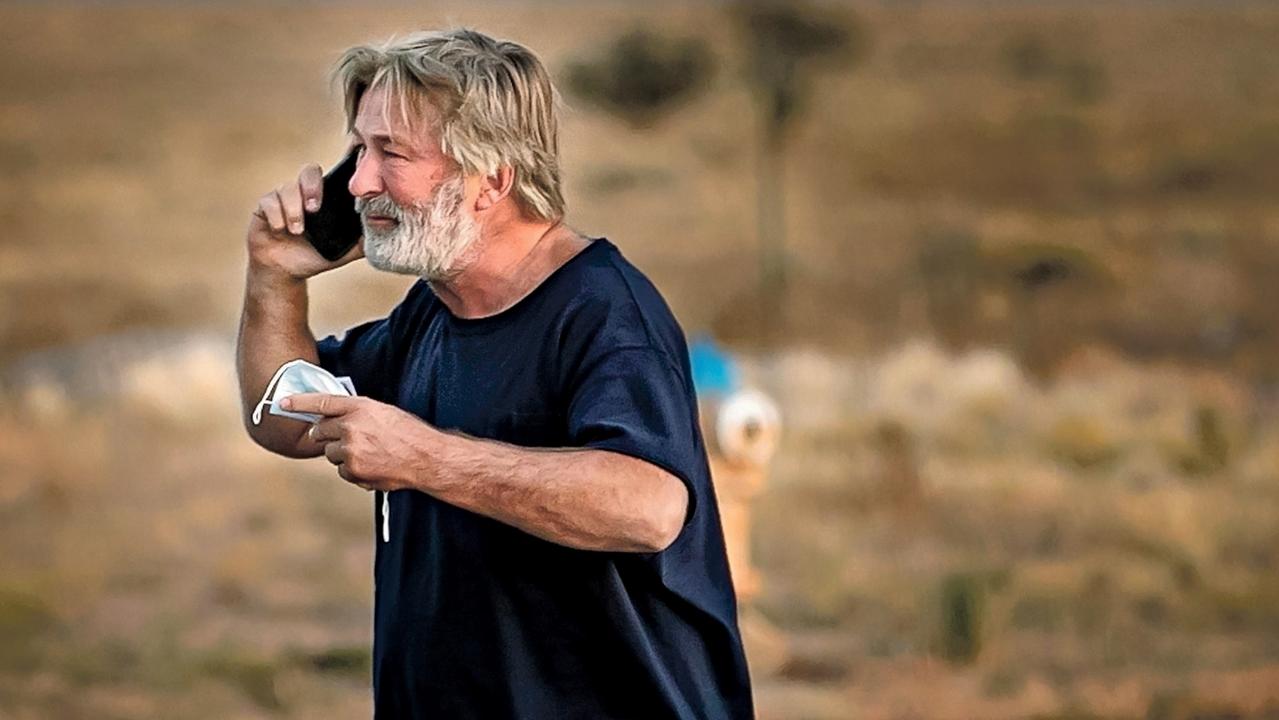 A distraught Alec Baldwin pictured in the aftermath of last week’s deadly accident. Picture: Jim Weber/Santa Fe New Mexican