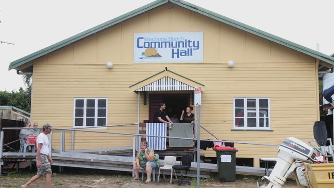 A makeshift emergency shelter has been set up at the Machans Beach hall. Picture: Peter Carruthers