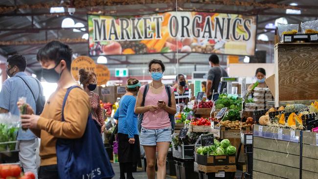 The Victoria market is seen during Melbourne’s snap five-day lockdown. Picture: Mark Stewart