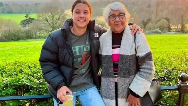 Sam Kerr with her grandmother Coral Kerr. Picture: 9News