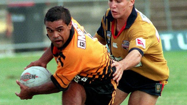 RL player William "Bubba" Kennedy (ball) during 1997 South Queensland Crushers v Balmain RL game, 26/04/97. Rugby League A/CT