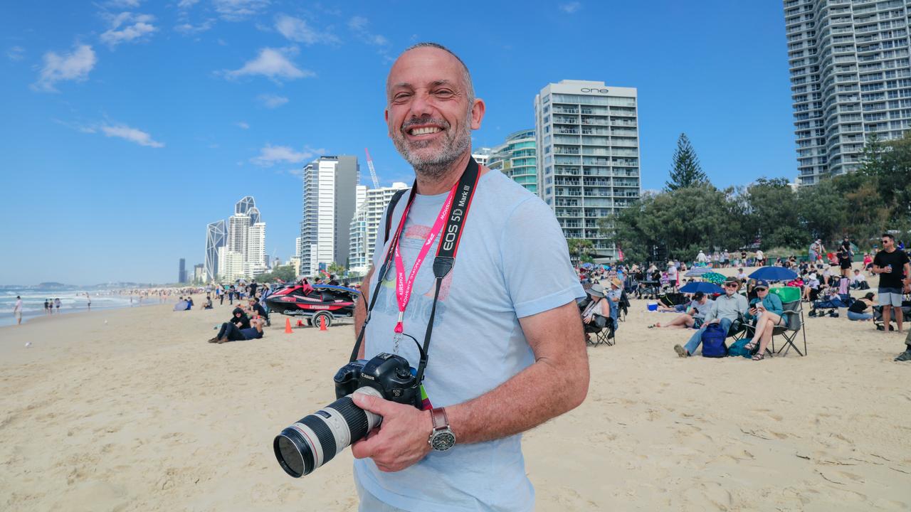 Thomas Wieleke enjoying the inaugural Pacific Air Show over Surfers Paradise. Picture: Glenn Campbell