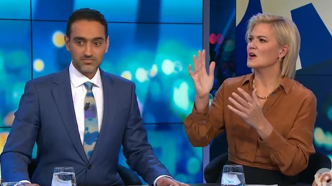 Sarah Harris and Waleed Aly looked stunned. Picture: Channel 10