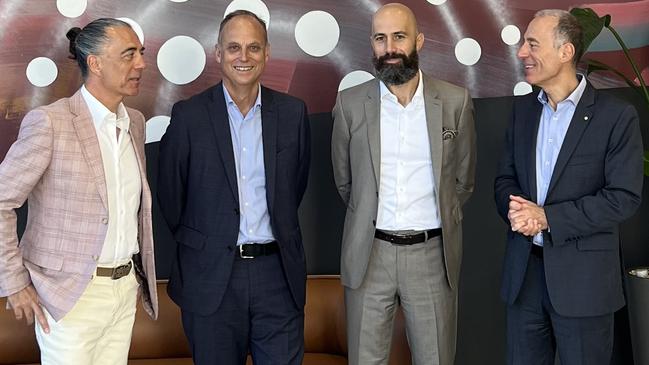 Viva Energy managing director Scott Wyatt (second from left) with Sam, Yasser and Charlie Shahin. Picture: Supplied