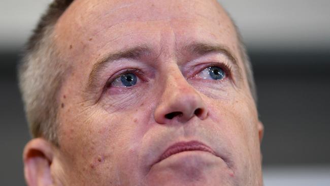 Bill Shorten speaks to the media about his late mother during a visit to Grand Pacific Health in Nowra. Picture: AAP