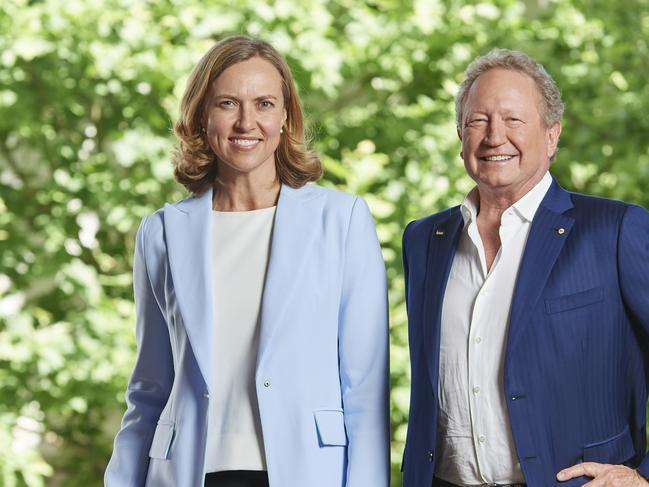 New Fortescue iron ore chief  Fiona Hick (L) and Fortescue chief executive Andrew Forrest. Picture: Frances Andrijich