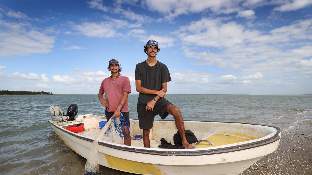 Friends Jaiden West-Busch and Marcus Royan ready to partake a favourite past time of fishing for barramundi. Picture: David Caird