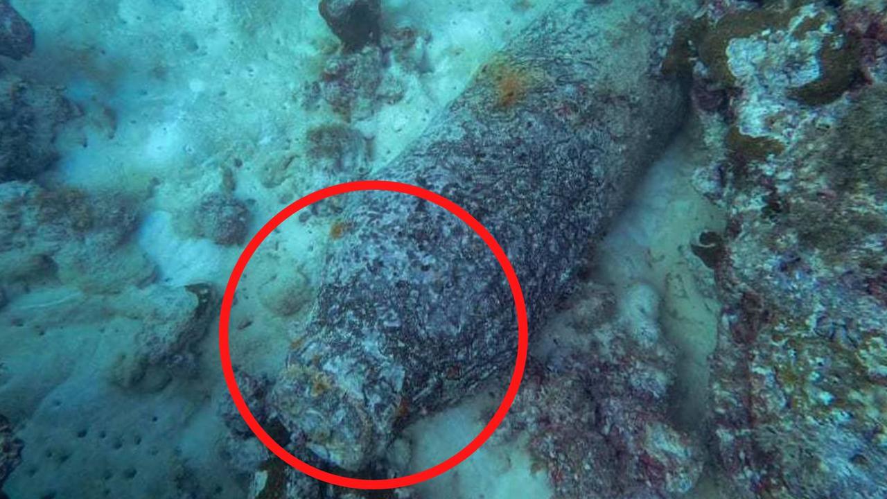 Twenty-two 226kg World War II-era bombs have been found underwater at Nanumea in Tuvalu by a naval team from Australia, New Zealand, Canada and the US.