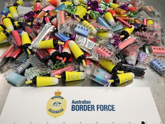 The sort of vapes that are coming in and attracting children because of their packaging. Picture: Border Force